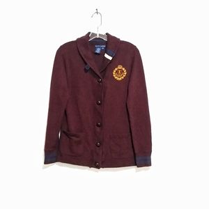 Ralph Lauren Dark Burgundy Button Down Sweater S